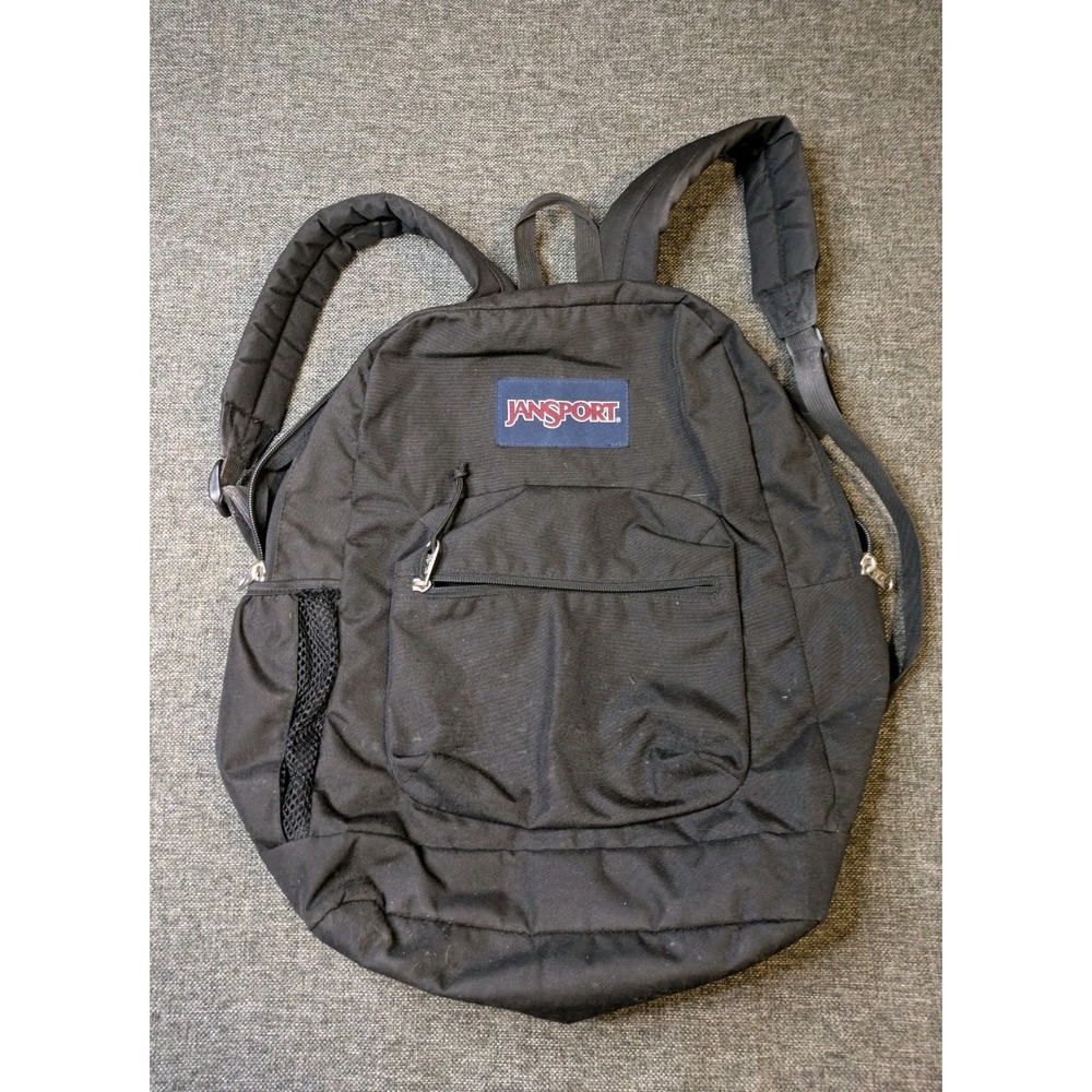 Vintage JanSport Backpack Black Lightweight School Laptop Carry Book Bag